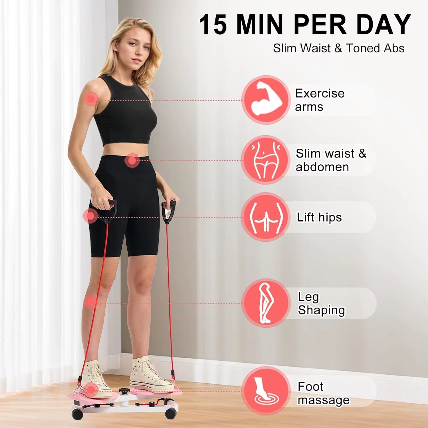 Waist Twister Board with Resistance Handles